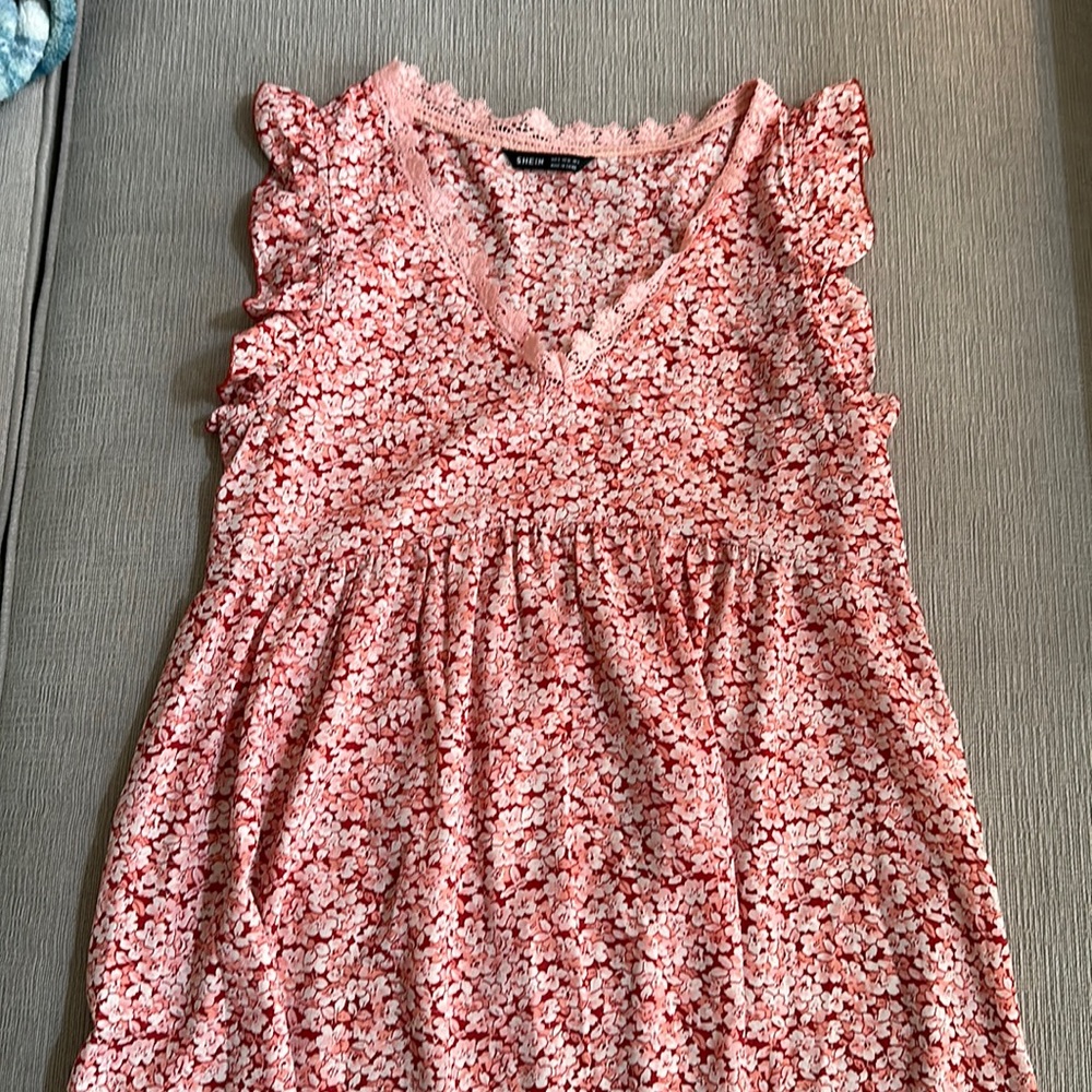 Red floral dress